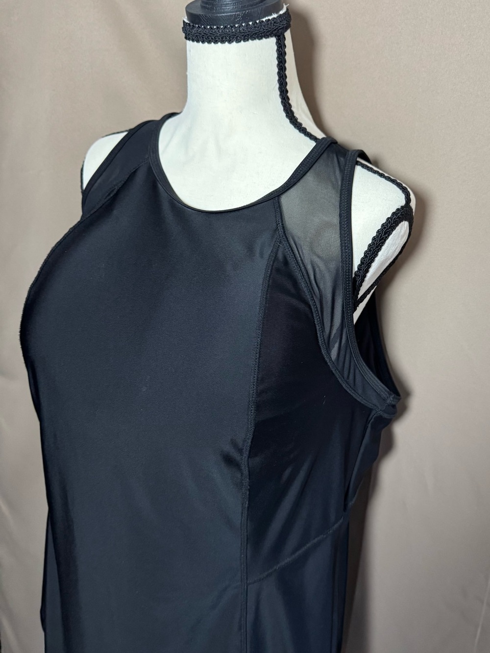 Livi Active Black Mesh-Trim Racerback Tank - Built in Bra